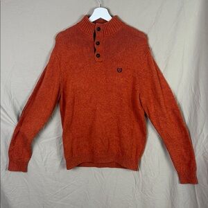 Chaps men’s cotton pullover sweater with elbow patches. Size medium burnt orange